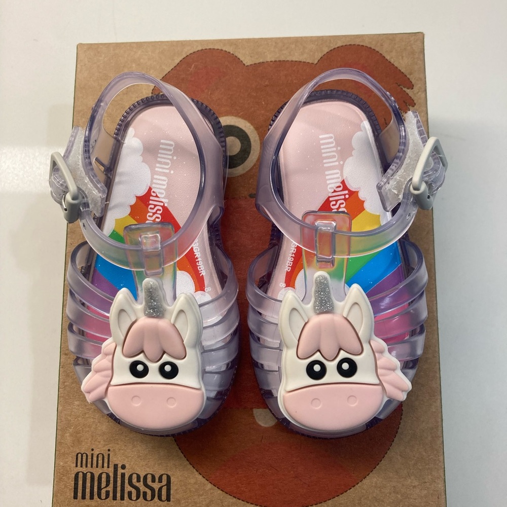 MINI MELISSA Clear Unicorn Sandals Size 5 with box & dust cover